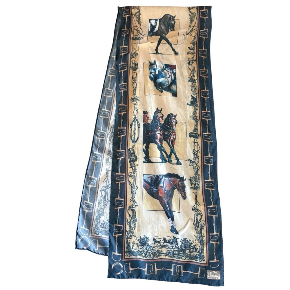 The Chronicles Of The Horse Silk Scarf equestrian themed Prints 12" X 62" READ